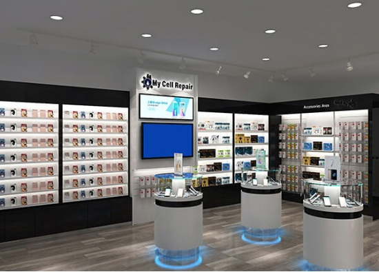 Cell Phone Shop Design With Accessories Display