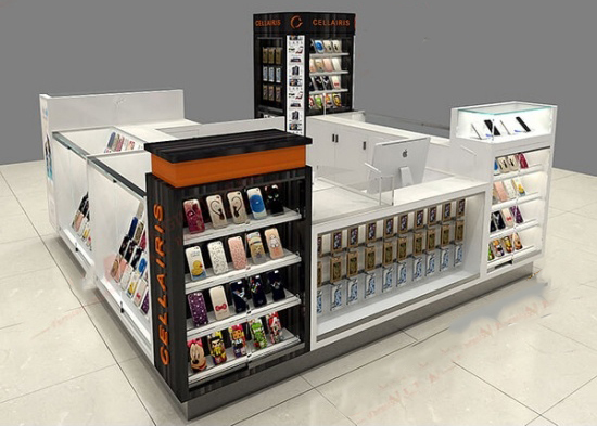 Mobile Accessories Kiosk Design Multilayer​ Glass Showcase