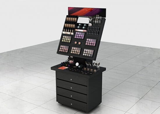 Retail Portable Makeup Display Stands Black Floor Stand