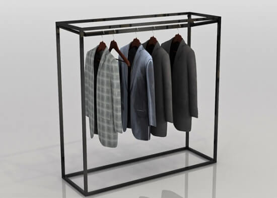 Clothing Gondola Black Metal Display Rack Store Fixtures