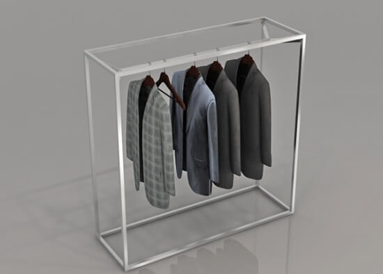 Clothes Gondola Stainless Steel Rack For Retail Shop Fitting