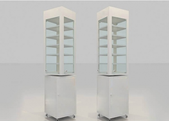 Corner Display Cabinet With Glass Doors Rotating Shelf
