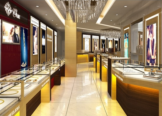 Luxury Jewelry Shop Design Wooden Glass Showcase USA