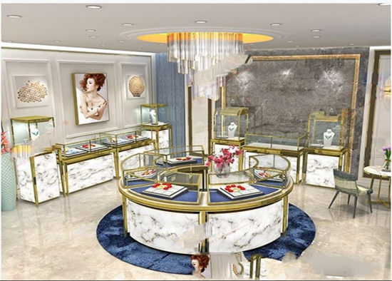 Glass jewelry display furniture round counter showcase