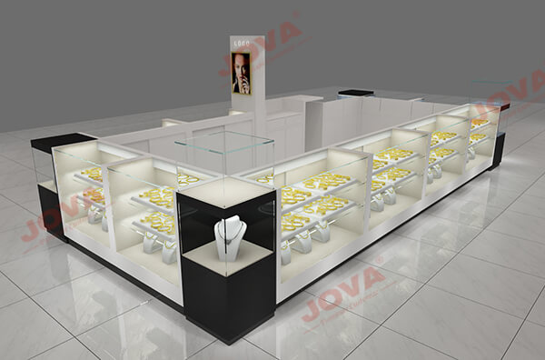 Jewelry display kiosk square glass display showcase