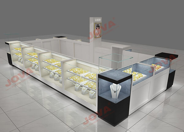 Jewelry display kiosk square glass display showcase