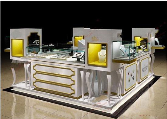 jewelry kiosk with displays in the mall USA