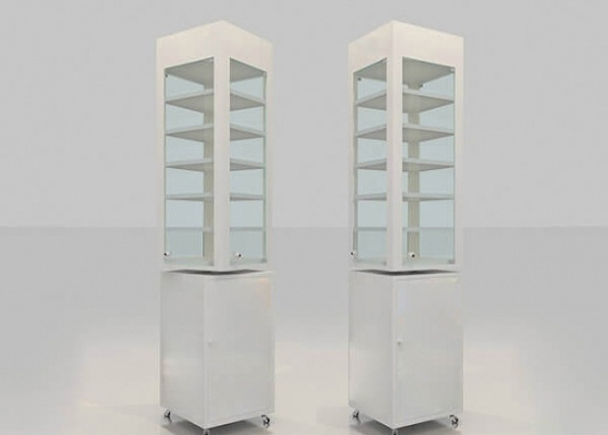 Wall Shelving Units Manufacturer In Delhi, White Corner Display Cabinet With Glass Doors