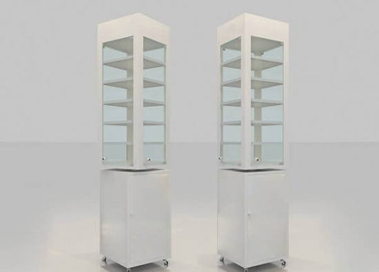 Corner Display Cabinet With Glass Doors Rotating Shelf