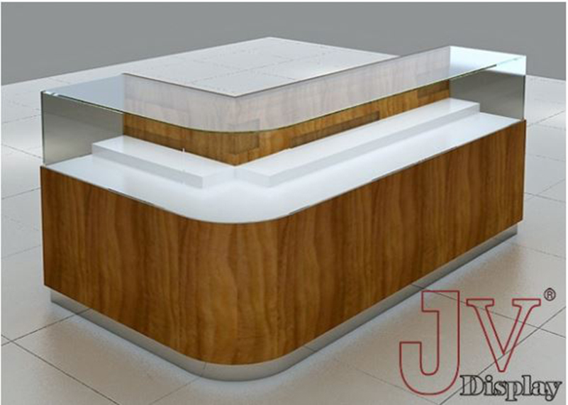 jewellry display showcase l shape wood veneer