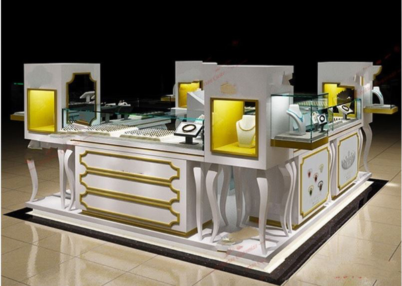jewelry kiosk with displays in the mall USA